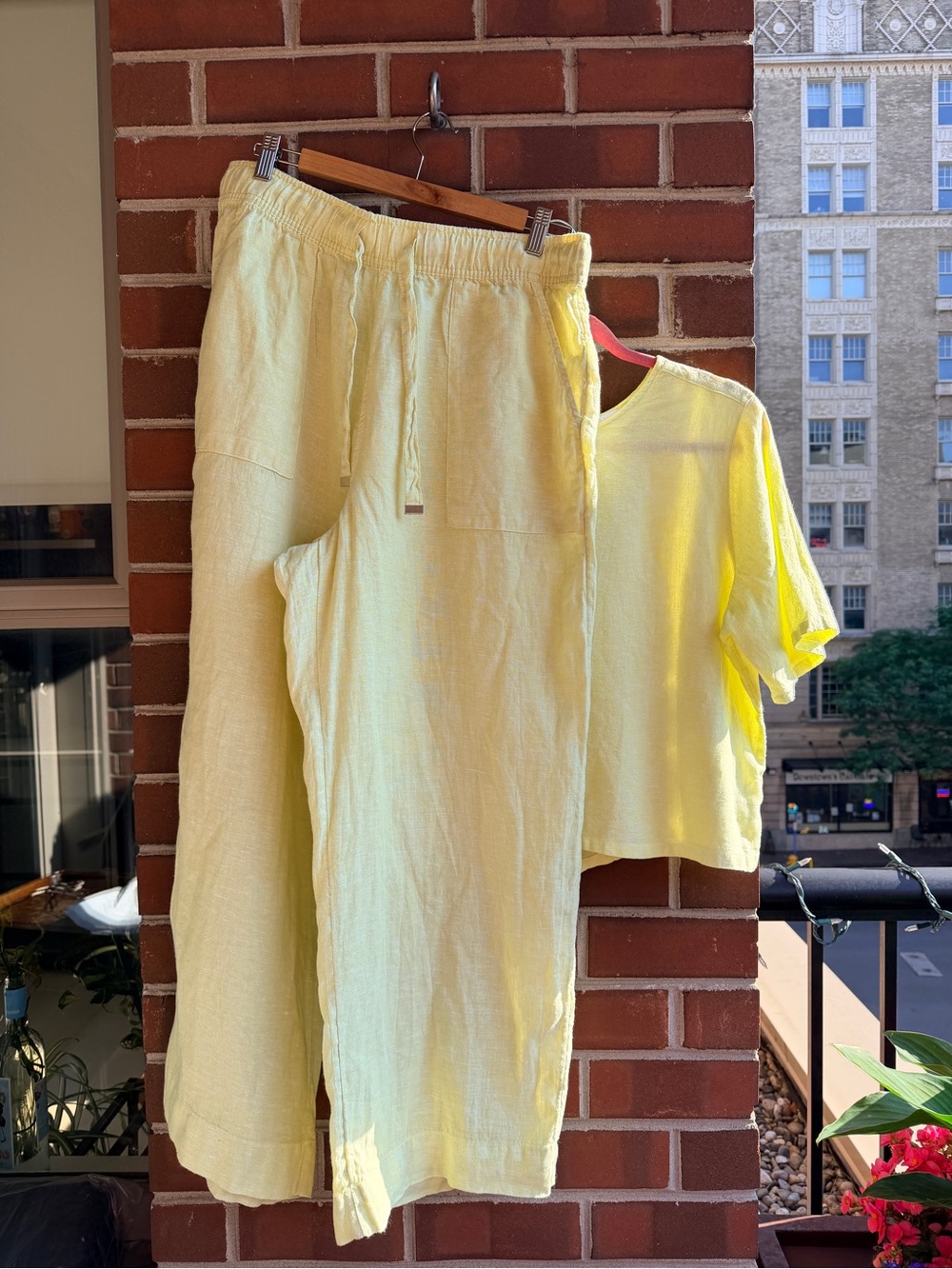 Lime Yellow Mix & Match Linen Set Large EUC - Picture 2 of 14